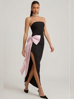 slinky jersey hardware detail strapless maxi dress Slinky Jersey Hardware Detail Strapless Maxi Dress in Buttercream